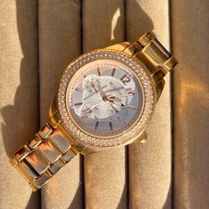Bulova Gold Tone Crystal Accent Women's Watch with White Dial